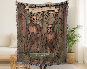 Customized Wendigo Blanket Wendigo Couple Personalized Blanket Gift for Anniversary Gift for Wedding Wendigo Gift Custom Tapestry Gift