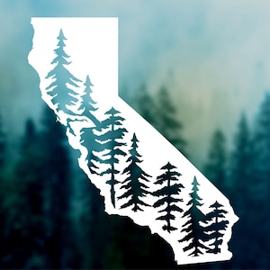 CALIFORNIA State with Redwood Trees Decal | Car Decal, United States Sticker, Durable Waterproof Vinyl Sticker for Car, Laptop, Water Bottle