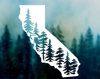 CALIFORNIA State with Redwood Trees Decal | Car Decal, United States Sticker, Durable Waterproof Vinyl Sticker for Car, Laptop, Water Bottle