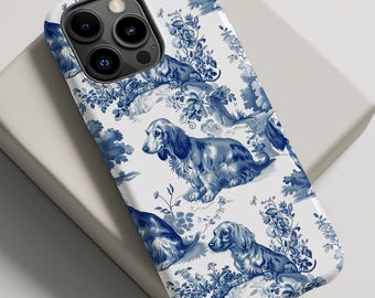 Taxhundsskal för iPhone 15, iPhone 14, Galaxy S24, fransk toile, Chinoiserie, present till wienerhund, mamma, pappa, ägare, husdjursälskare, fodral