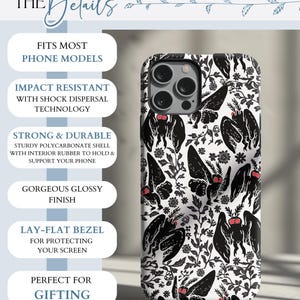Mothman iPhone-skal Cryptid Telefonskal Paranormalt iPhone 16 15 14 13 Pro Max Mothman Design Gåvor för Cryptidälskare Unikt iPhone-skal bild 2
