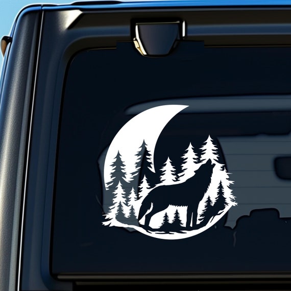Wolf Moon Decal Wolf Stickers Moon Stickers Nature Car Decal Bumper Stickers Laptop Stickers Laptop Decals Moon Sticker Wolves