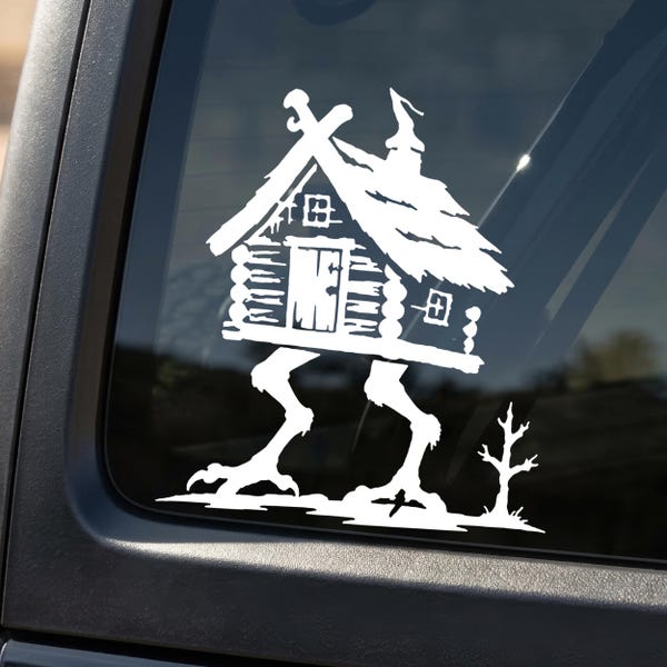 Baba Yaga Hut Decal Car Decal Slavic Folklore Sticker Witch House Vinyl Sticker for Car Laptop Water Bottle Car Window Decal Baba Yaga Gift