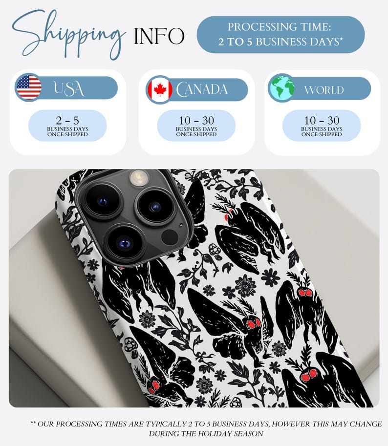 Mothman iPhone-skal Cryptid Telefonskal Paranormalt iPhone 16 15 14 13 Pro Max Mothman Design Gåvor för Cryptidälskare Unikt iPhone-skal bild 6
