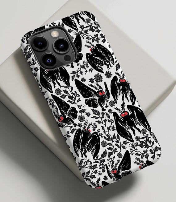 Mothman iPhone Case Cryptid Phone Case Paranormal iPhone 16 15 14 13 Pro Max Mothman Design Gifts for Cryptid Lovers Unique iPhone Case