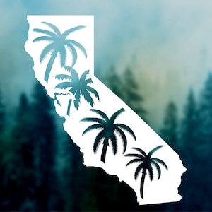 CALIFORNIA State with Palm Trees Decal | Car Decal, United States Sticker, Durable Waterproof Vinyl Sticker for Car, Laptop, Water Bottle