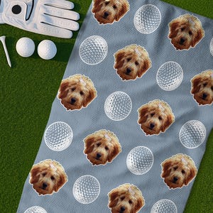 Golf Towel Custom Dog Face Personalized Golf Towel with Pet Portrait Golf Gift for Dog Lover Unique Dog Golf Accessory for Him Golfer Gift