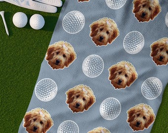 Golf Towel Custom Dog Face Personalized Golf Towel with Pet Portrait Golf Gift for Dog Lover Unique Dog Golf Accessory for Him Golfer Gift