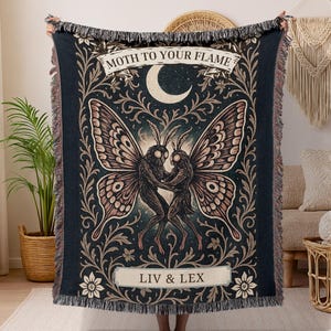 Mothman Couple Personalized Blanket Gift for Anniversary Gift for Wedding Mothman Gift Custom Tapestry Gift for Couple Mothman Blanket