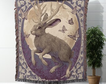 Jackalope Blanket Woven Blanket Cryptid Blanket Gift For Cryptid Enthusiast Jackalope Fan Gift Creature Lover Gift Mythic Cryptid Gift Idea