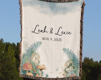 Personalized Forest Blanket Custom Woven Throw Wedding Gift Anniversary Gift For Nature Lovers 2nd Anniversary Gift For Outdoorsy Couple