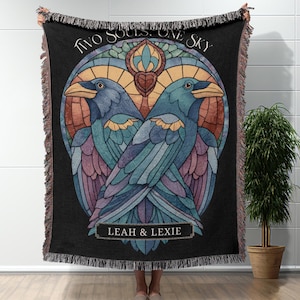 Raven Personalized Blanket Gift for Anniversary Gift for Wedding Raven Decor Custom Tapestry Gift for Couple Crow Blanket for Couple Gift