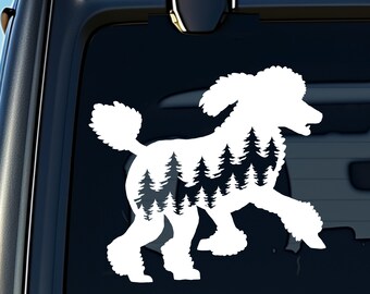 Calcomanía de ventana de coche para perro caniche, pegatina de vinilo impermeable para coche, pegatina para botella de agua estándar para perro caniche, mamá, propietario de perro, calcomanía para ordenador portátil y camión