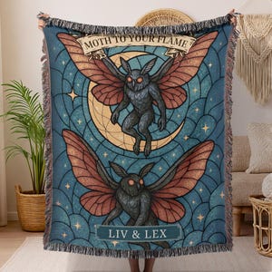 Mothman Couple Personalized Blanket Gift for Anniversary Gift for Wedding Mothman Gift Custom Tapestry Gift for Couple Mothman Blanket
