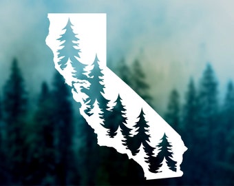 CALIFORNIA State with Pine Trees Decal | Car Decal, United States Sticker, Durable Waterproof Vinyl Sticker for Car, Laptop, Water Bottle