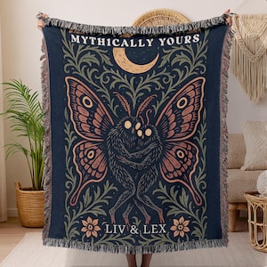 Mothman Couple Personalized Blanket Gift for Anniversary Gift for Wedding Mothman Gift Custom Tapestry Gift for Couple Mothman Blanket