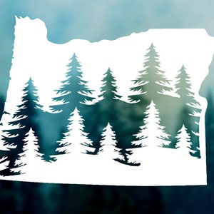 OREGON State with Trees Decal | Car Decal, United States Sticker, Durable Waterproof Vinyl Sticker for Car, Laptop, Water Bottle, Hydro