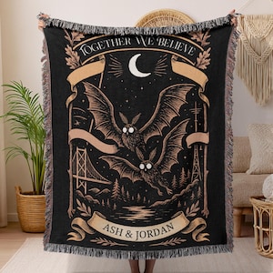 Mothman Couple Personalized Blanket Gift for Anniversary Gift for Wedding Mothman Gift Custom Tapestry Gift for Couple Mothman Blanket