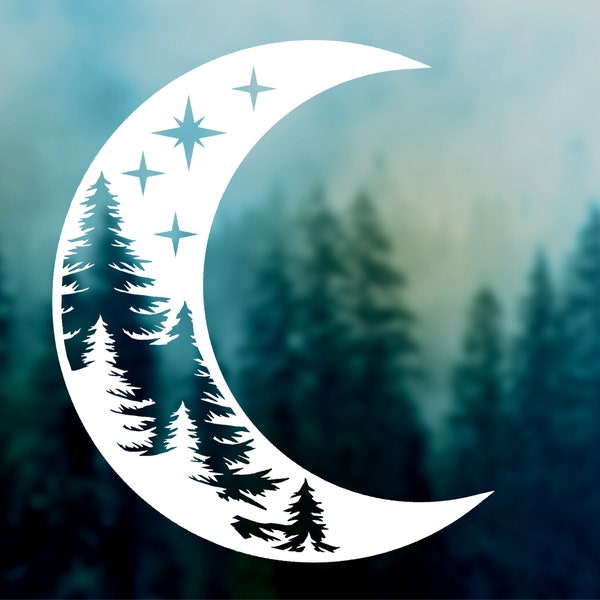 Crescent Moon Decal Etsy