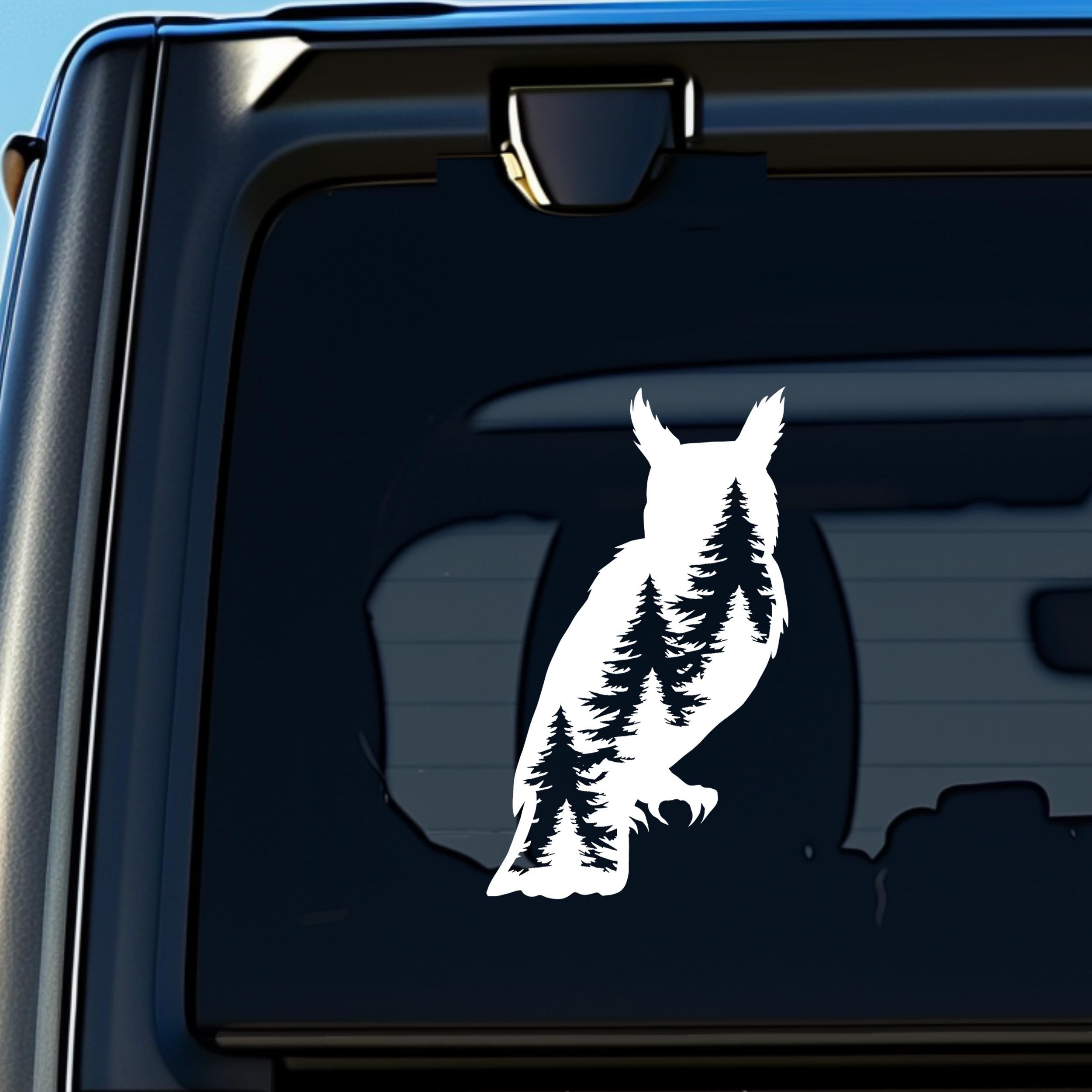 Owl With Trees Decal Car Decal Great Horned Owl Sticker Durable ...