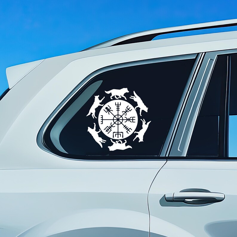 Viking Wolf Decal Norse Vegvisir Compass Celtic Knot Car Window Sticker ...