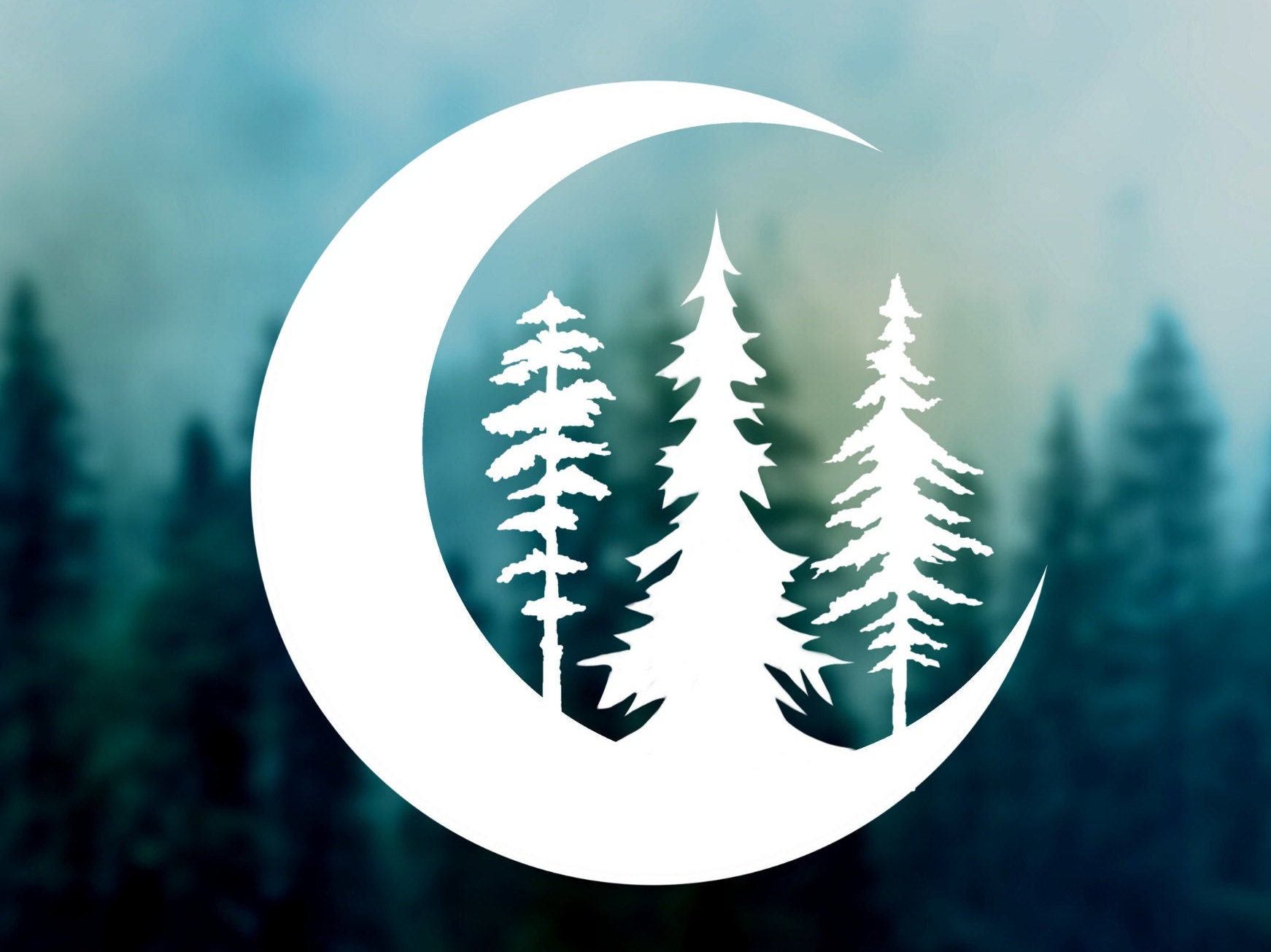Crescent Sticker Crescent Moon Decal | Tree Stickers, Nature Stickers, Nature Car Decal ...