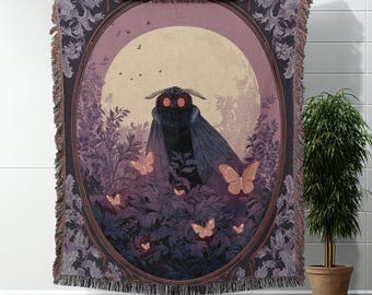 Mothman Throw Blanket Woven Blanket Cryptid Blanket Gift For Cryptid Believer Mothman Enthusiast Gift Creature Lover Gift Mothman Fan Gift