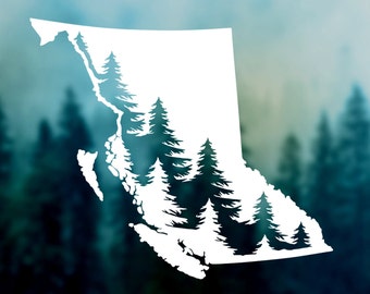 BRITISH COLUMBIA Province with Trees Decal | Car Decal, Canada Sticker, Durable Waterproof Vinyl Sticker for Car, Laptop, Water Bottle