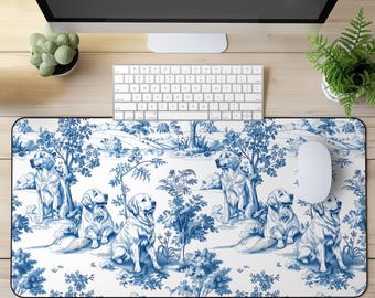 Golden Retriever Dog Desk Mat Play Mat Mouse Pad Laptop Keyboard Pad French Toile Chinoiserie Gift For Golden Dog Mom Dad Owner Office