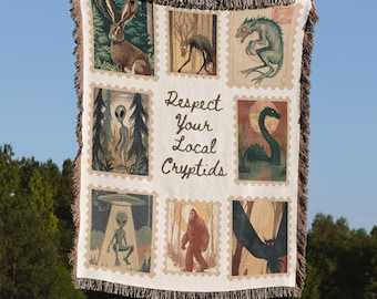 Cryptid Blanket Gift for Cryptozoologist Woven Blanket for Cryptid Lover Mothman Blanket Cottagecore Decor Mothman Tapestry Throw Blanket