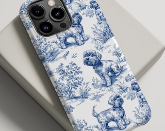 Schnauzer Dog Phone Case iPhone 15 iPhone 14 Galaxy S24 French Toile Chinoiserie Gift For Schnauzer Lover Dog Mom Dad Owner Pet Cover