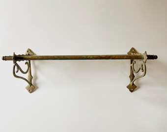 Vintage Brass Train Rack Hat Shelf or Towel Holder