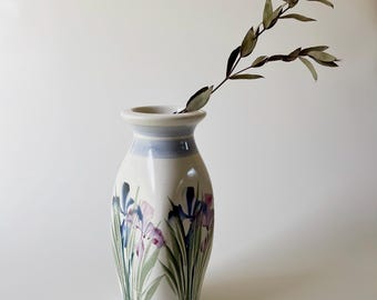 Vintage Ceramic Hand Painted Floral Vase Signed by Artist