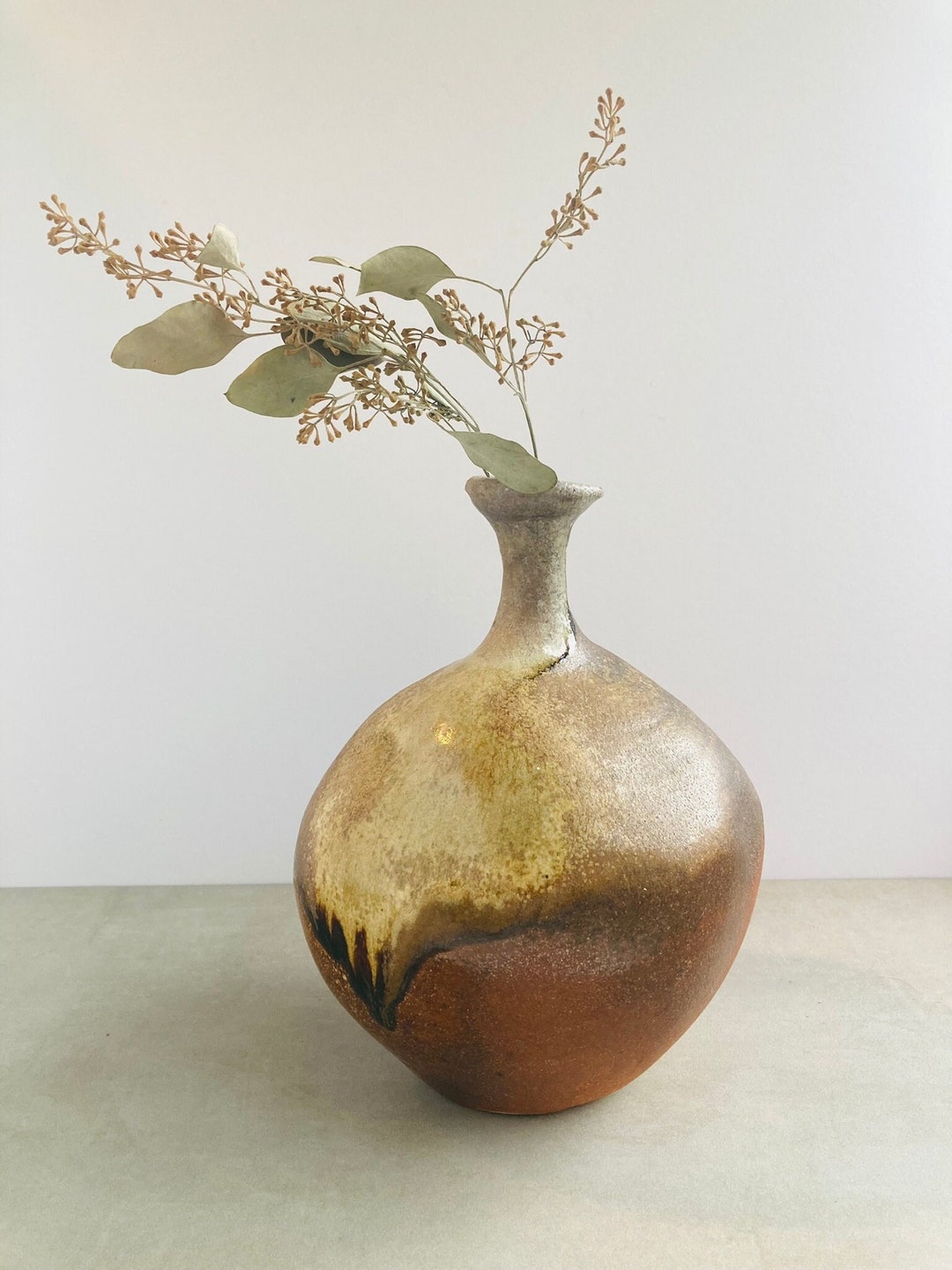 Vintage Ceramic Vase | Signed Studio Pottery | Fluted Floral Vase - Etsy