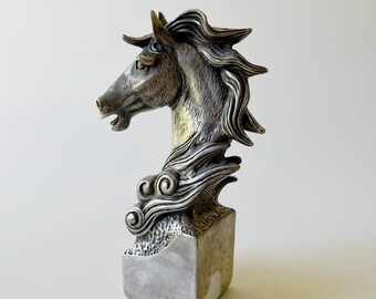 Vintage Silver Plating Feng Shui Horse Sculpture
