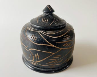 Vintage Hand Carved Wooden Trinket Box