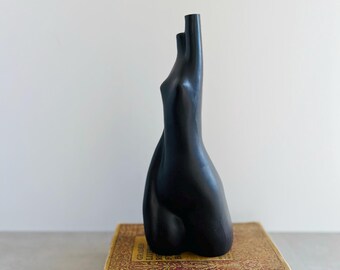 Black Feminine Art Figurine Vase Stamped by Artist