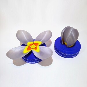 Flower Fidget &quot;Heather Lilac&quot; | Artistic Blooming Flower Mechanical Sculpture | Intriguing 3D Printed Desk Toy | &quot;Storm Cloud&quot; Pattern