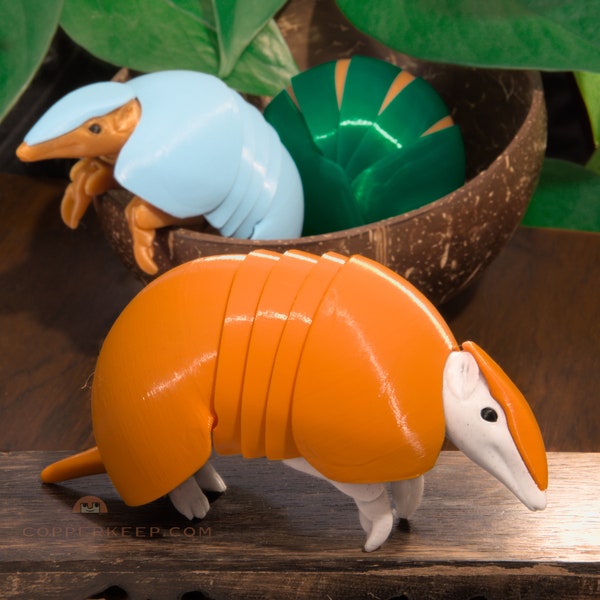 Cheerful Articulated Armadillo Fidget | Roll-Up Armadillo Ball Model | Fun 3D Printed Posable Figure | Multicolor Three-Banded Armadillo Toy