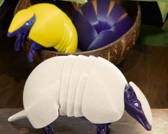 Dark Articulated Armadillo Fidget | 2-1/2" Roll-Up Armadillo Ball | Multicolor Posable Figure | Transforming Three-Banded Armadillo Toy!