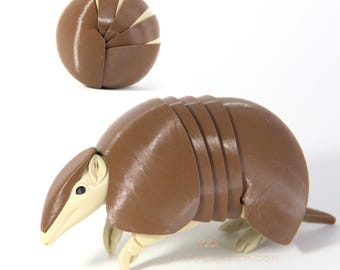 Articulated Armadillo Fidget *Natural Colors* | Realistic Roll-Up Armadillo Ball | 3D Posable Figure | Multicolor Three-Banded Armadillo