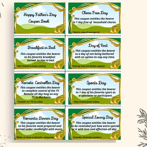 Livret de coupons pour la fête des pères avec des friandises extra-spéciales pour papa.