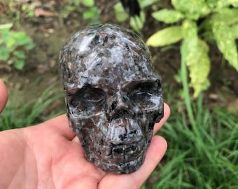 Hand Carved Yooperlite Skull Natural Stone Skull Crystal Carving