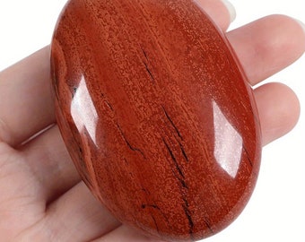 Red Jasper Quartz Palm Stone Hand Made Crystal Worry Stone Smooth Polished Massage Stone