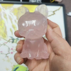 Hand Carved High Quality Rose Quartz Dog Very Transparent Rose Quartz Animal Crystal Gift Crystal Animal