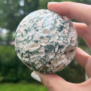 Druzy Pocket Moss Agate Sphere Crystal Ball Rare Patterns