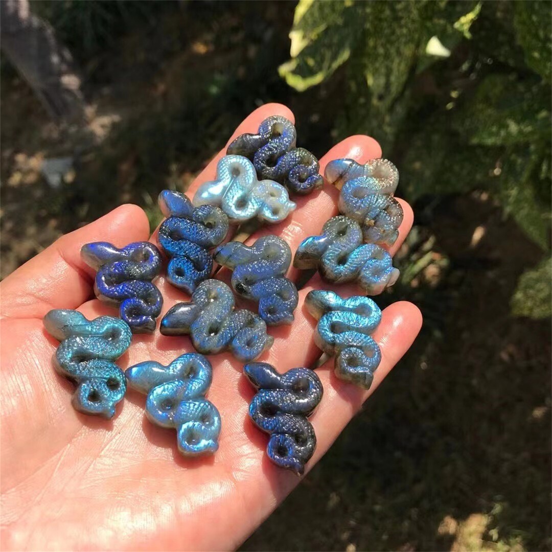 29mm Hand Carved Laboradorite With Blue Flash Snake Crystal Carving - Etsy