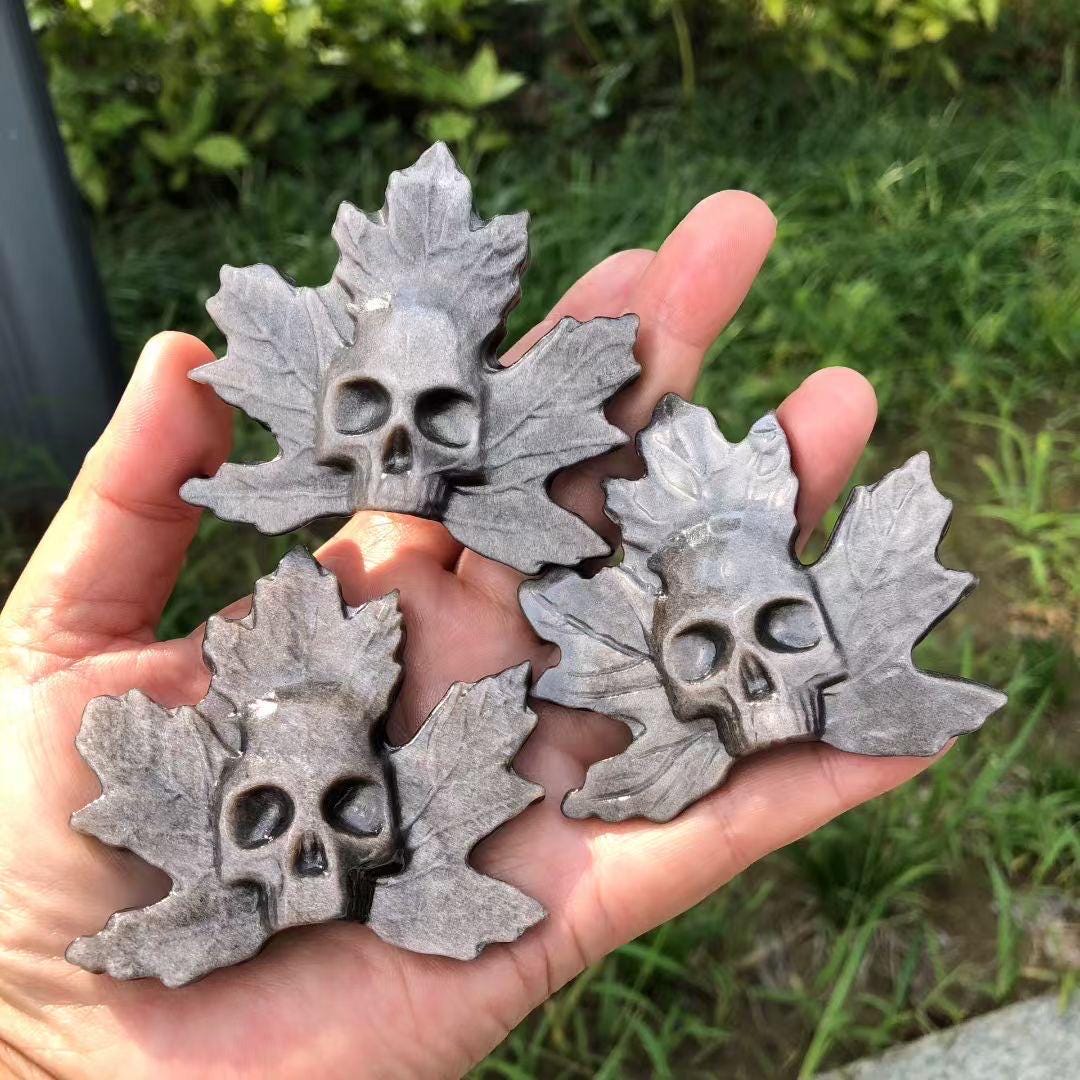 Hand Carved Silver Obsidian Maple Skulls Crystal Skulls Crystal