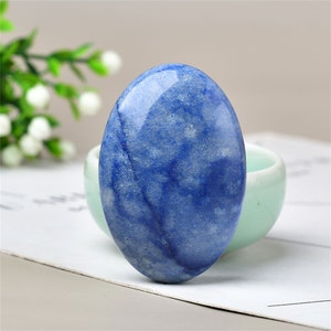 Blue Aventurine Quartz Palm Stone Hand Made Crystal Worry Stone Polished Massage Stone