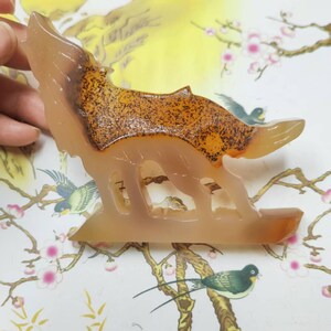 Lupi di agata di cristallo, lupi di agata muschiata, animali di cristallo, decorazioni per la casa di cristallo, regali di agata di cristallo